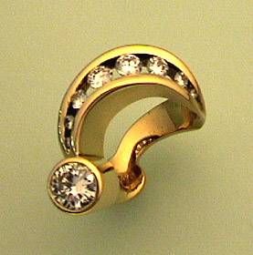 Comet 18K Yellow Gold Ring with Tube & Channel Set Diamonds 