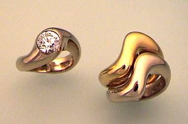 Curved Contour Ring Duo 18K Yellow & White Gold Also sold separately