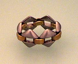 Two-Tone Satin Finish Geometric Flex Ring