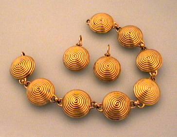 Spiral Dome  18K Yellow Gold Earrings & Bracelet